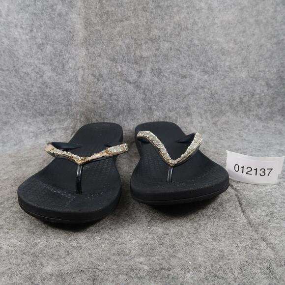 Casual Shoes Womens 9 Sandals Flip Flops Slip On Flats Thong Embellished Black - Picture 2 of 10